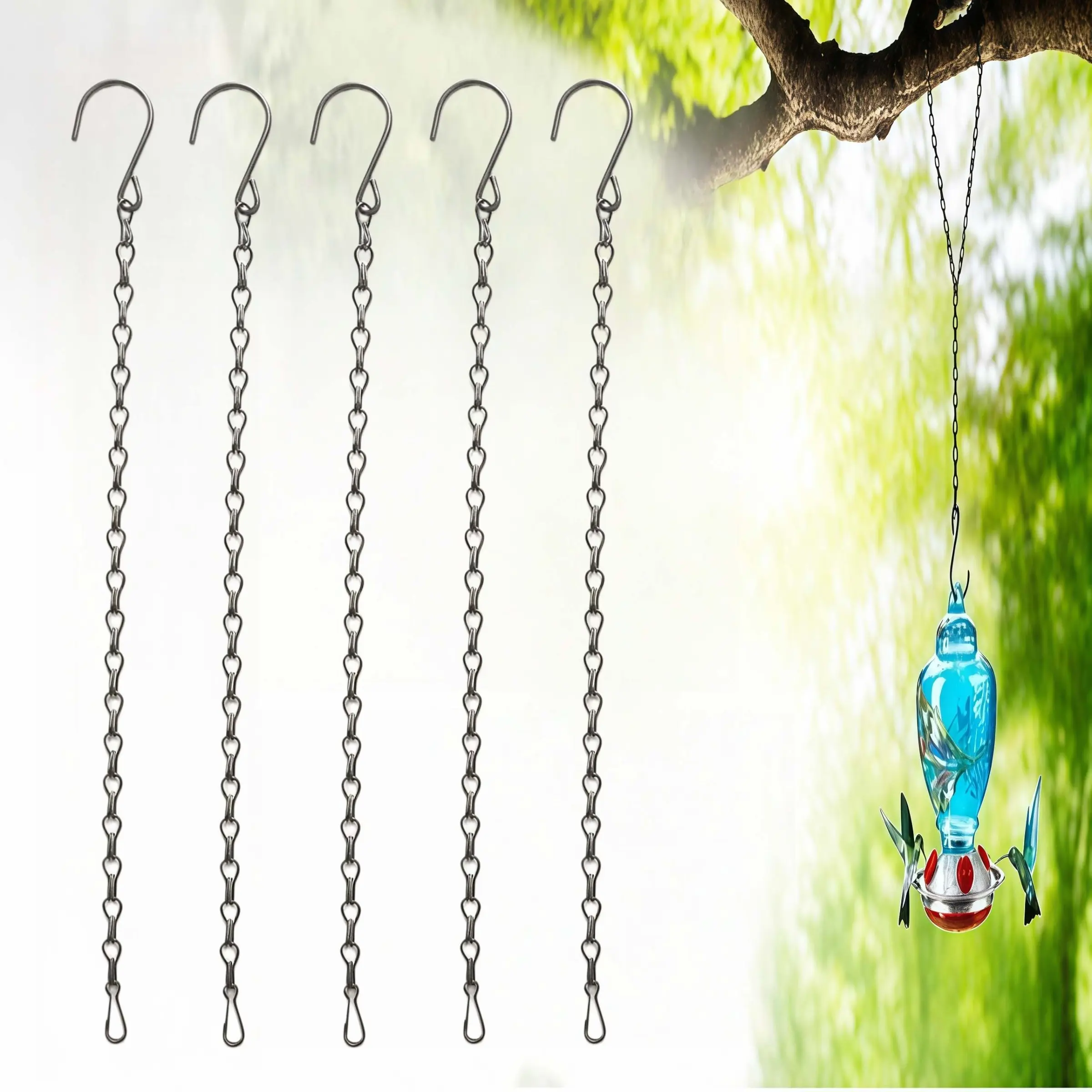 Heavy-Duty Wrought Iron Hanging Chain with S Hooks, Adjustable Plant Hanger Chain for Indoor & Outdoor Use, Durable Hanging Chain for Pots, Suitable for Plants, Lanterns, Bird Feeders, and Flower Baskets, Decorative Hanging Chain for Garden and Home Decor