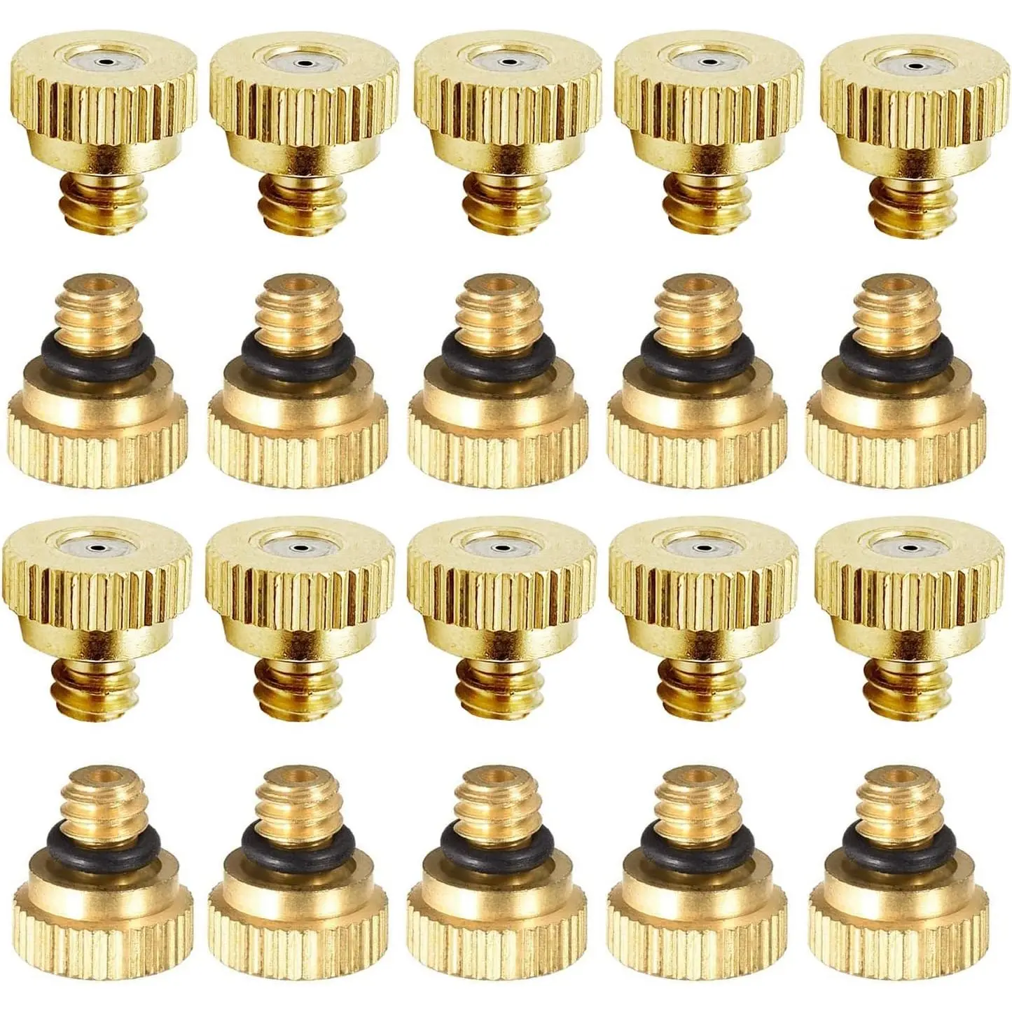 20 Pack Brass Misting Nozzles Tees, Brass  Nozzles for Greenhouse Landscaping Humidification, Dust Control Mist Nozzle Sprinkler for Outdoor Cooling System 0.012 Orifice (0.3 mm) 10/24 UNC Garden