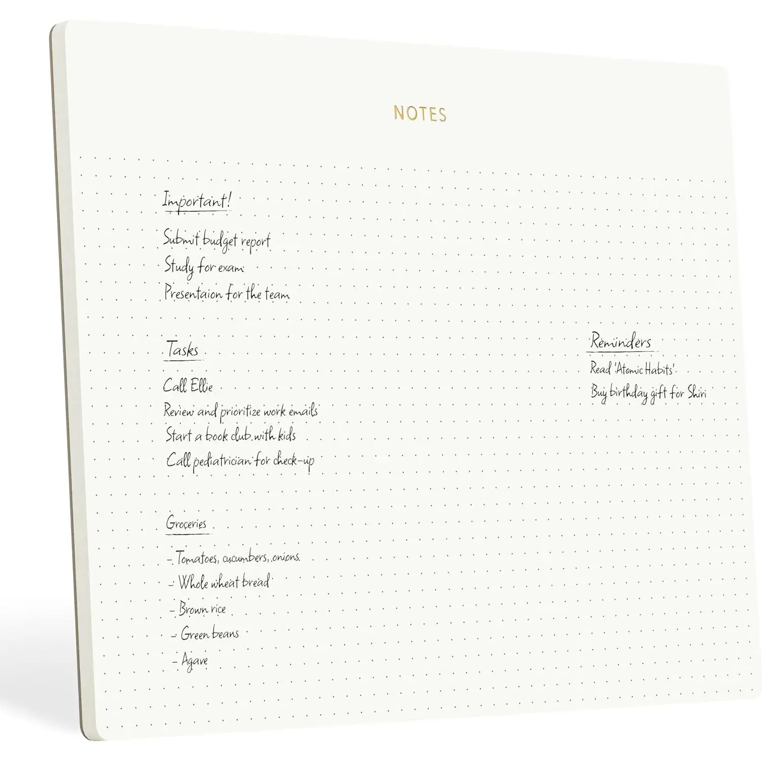 -  Pad Notepad for Professionals, 9.8" x 7.9", 50 Sheets, Minimalist,  Foiled, Dotted Layout, Executive's Desk Note Pad,  Notepad, , FSC™ Certified Planner Pad