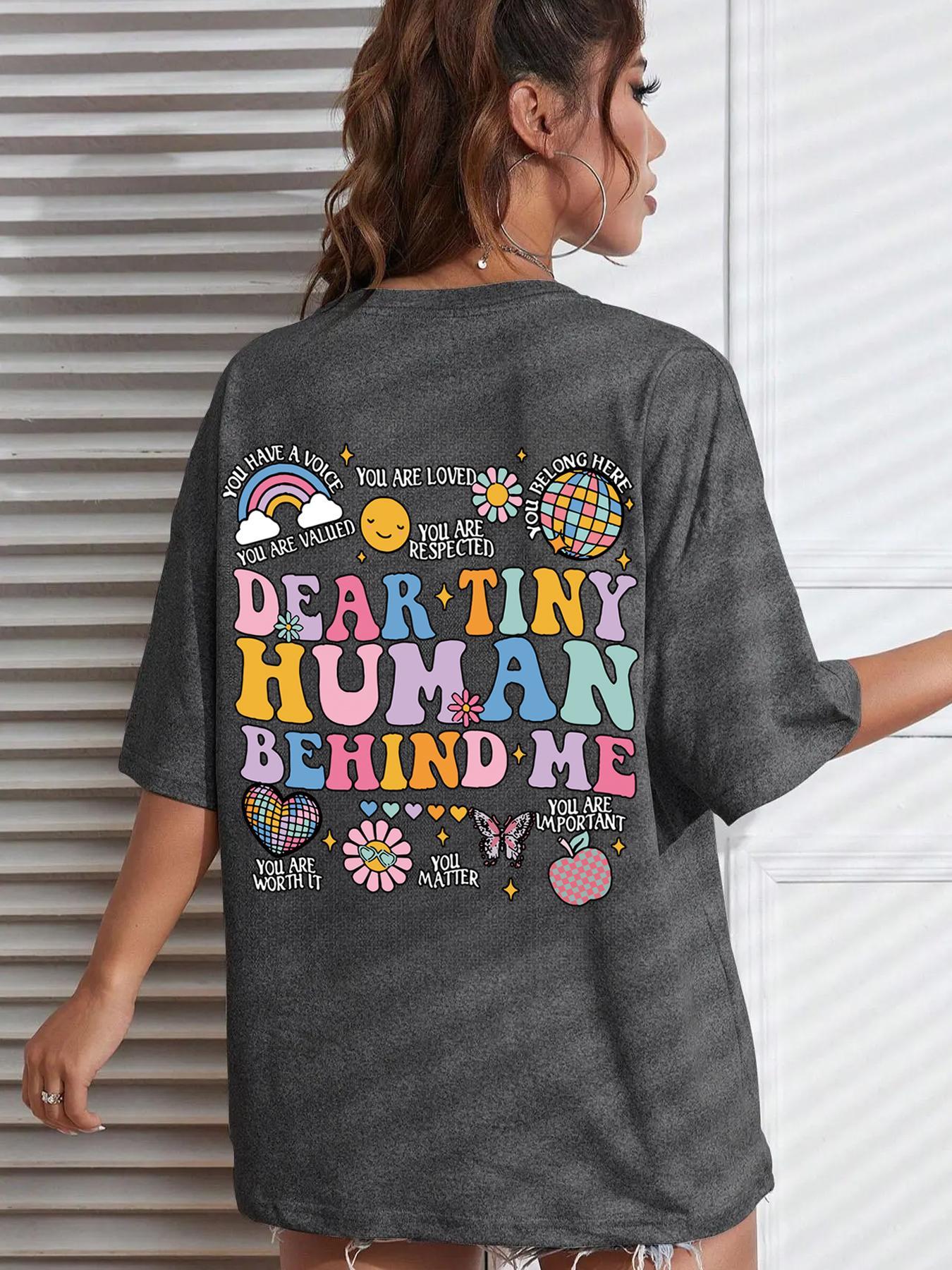 Women's Rainbow & Letter & Floral Print Round Neck Graphic Tee, T Shirts for Women, Vintage Trendy Boho Casual Summer Streetwear Short Sleeve T-shirt for Daily Wear, Ladies Summer Outfit Womenswear Apparel T Shirt
