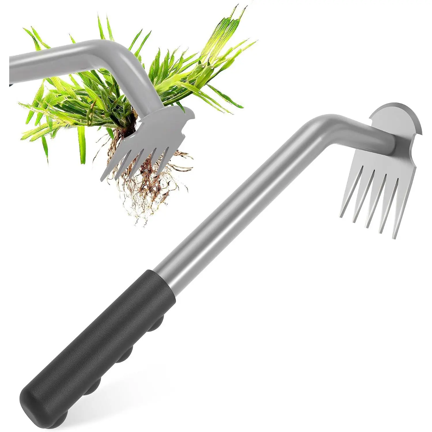 Weed Puller Tool - Durable Weeding Tool for Dandelions & Crabgrass | Manganese Steel 5-Tine Head, Ergonomic Rubber Grip, Efficient Uprooting, Ideal for Vegetable Gardens & Backyards