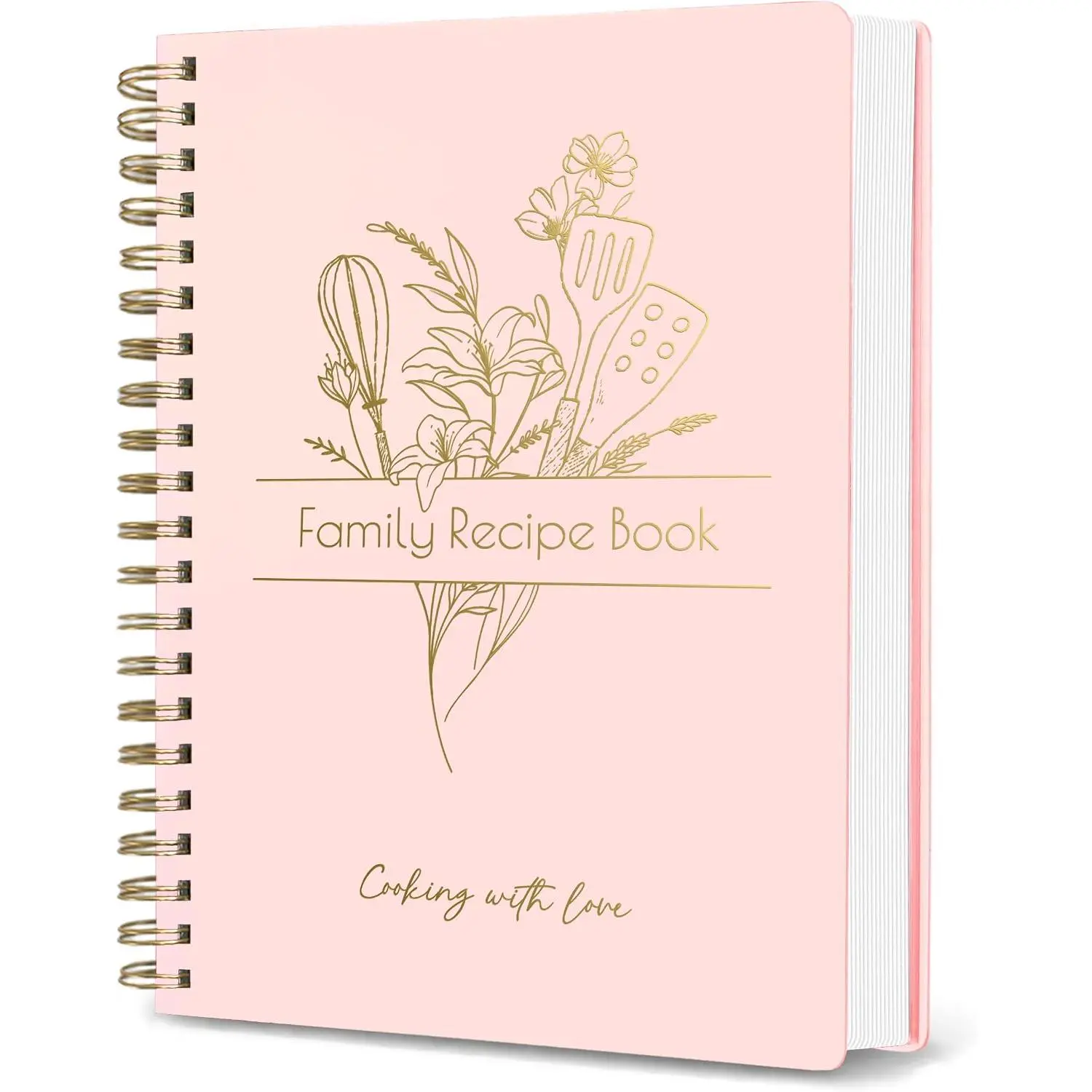 Recipe Book to Write  Your Own Recipes - Spiral Blank Cookbook 150 Pages Holds 144 Recipes - Elegant  Cover Big Recipe Journal - Easy to Use Layout (A5 (6.0x8.5 ch)) (Pale pk)