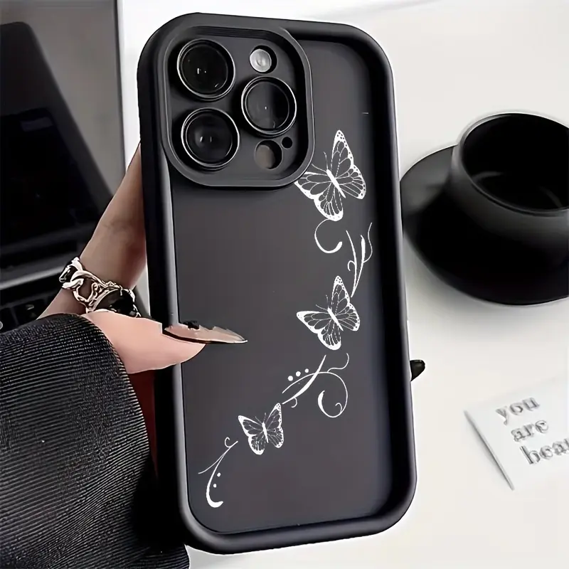 Elegant Butterfly 2D Printed Pattern Case for iPhone 17 Pro Max 16 16e 15 14 Plus 13 12 Mini 11 Air X XS Soft TPU Shockproof Cover with Full Body Camera Lip Protection