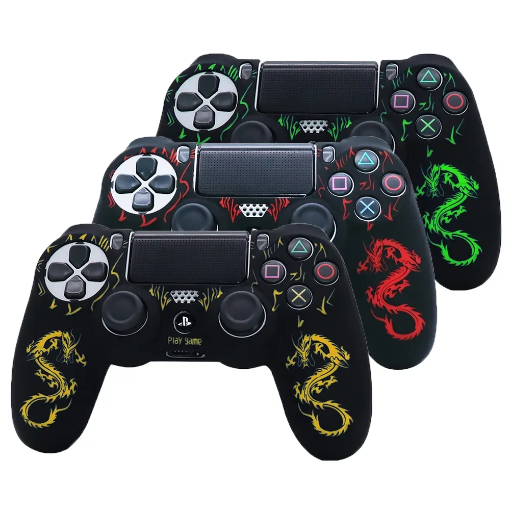 Laser Carving Soft Silicone Case For Playstation 4Controller Skin Cases Gamepad Joystick Game Accessories Cover for PS4 pro slim