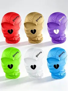 6pcs Unisex Letter and Heart Printing Balaclava Mask Neck Gaiter Headwear Breathable Ski Mask for Men Women Outdoor Sports Hiking Fishing Commuting Suitable for Daily Wear