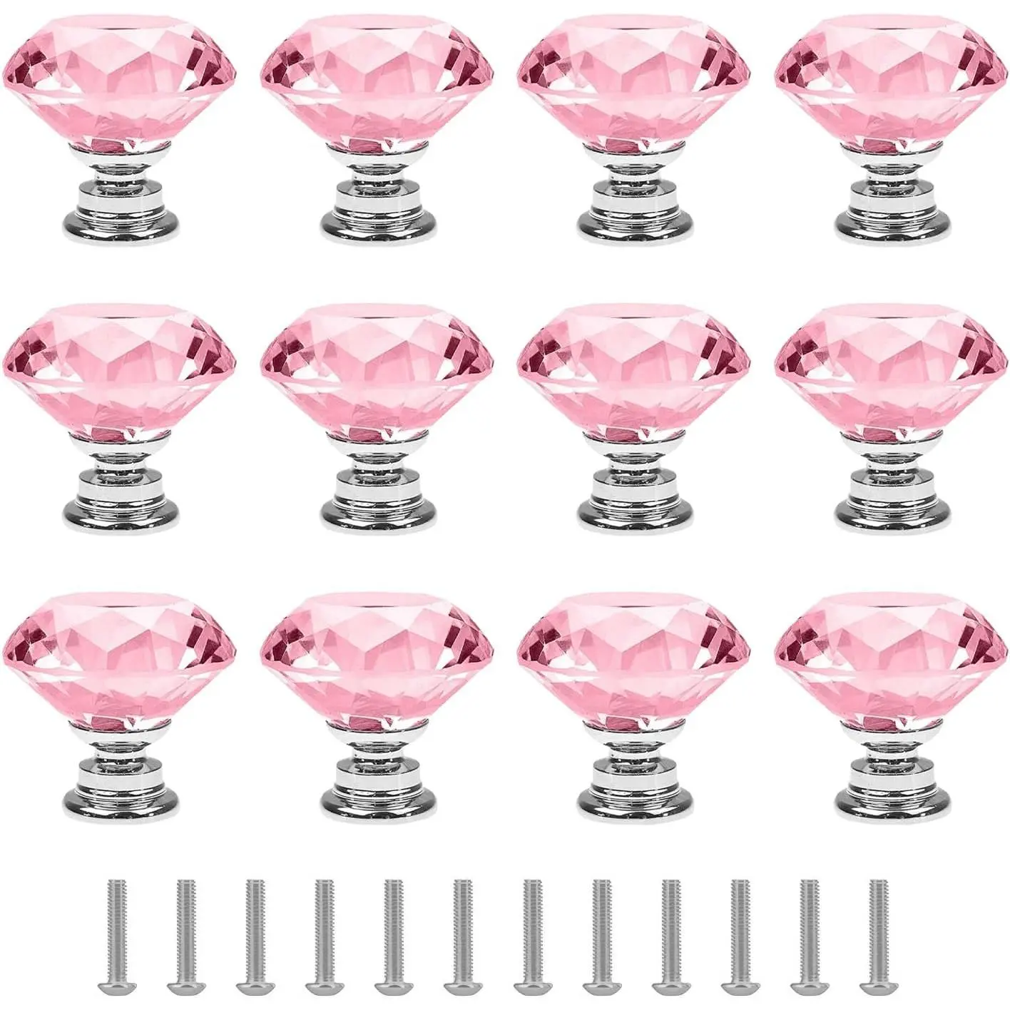 12 Pack 30mm   Drawer Knobs,  Cabinet Knobs | /16in Glass Dresser Pull Handles with Screws for Drawers, Wardrobes & Nightstands
