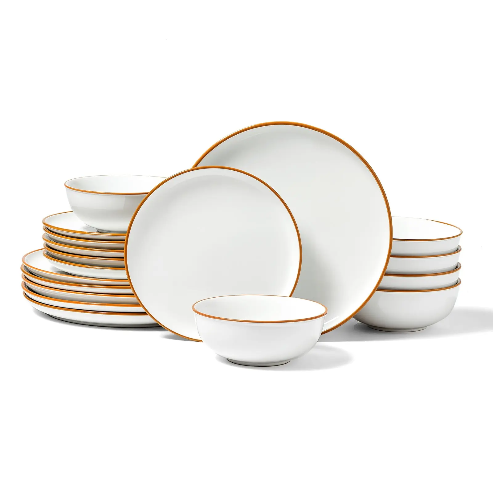 DealsForYouDays VEVOR Aesthetic Minimalist Ceramic Dinnerware Set, Service for 6 (18 PCS Round Plates, Dessert-Soup Bowls), Scratch-Proof, Dishwasher-Microwave Safe, Ideal for Housewarming, White