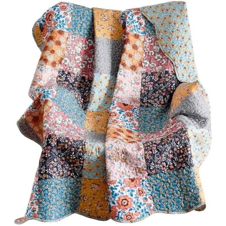 Modern Floral Quilt, Tapestry & Throw Blanket, 50 x 60 Inches, Calico PatchesGift