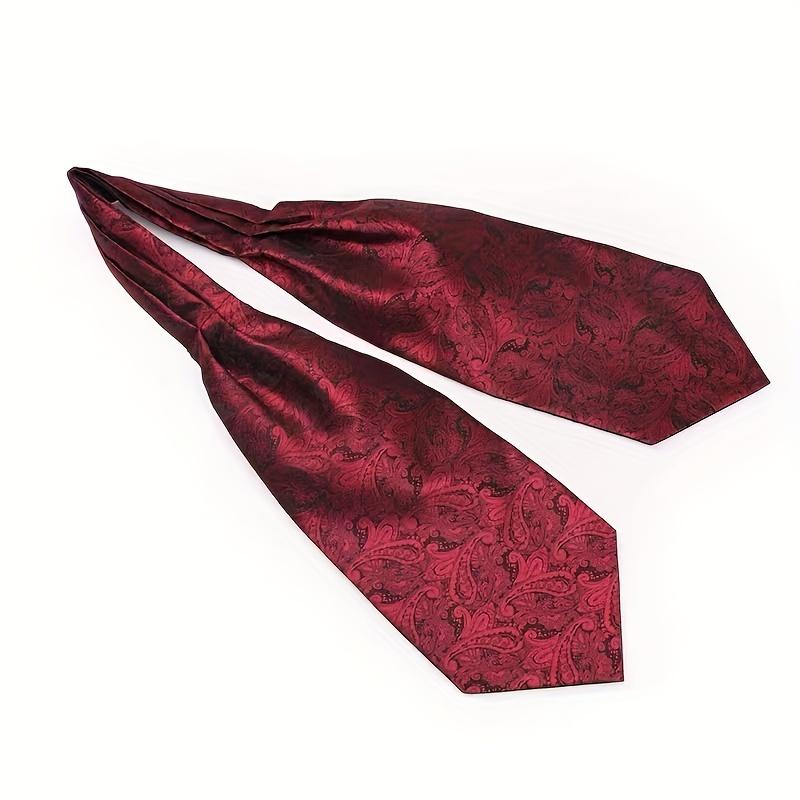 4-piece set of vintage gentleman's paisley bow ties - British elegance |       Double-sided long neck scarf, suitable for office, weddings, and business casual wear - burgundy floral pattern