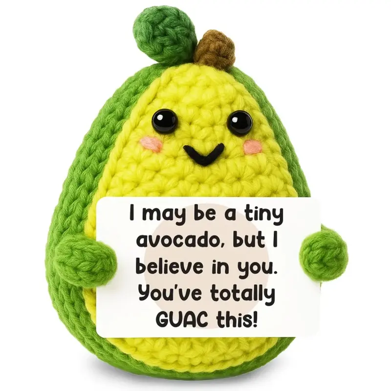 Super Cute Hand-Knit Avocado Mini Plush Emotional Support Plush,Birthday Gifts For Women Men Him,Christmas Holiday Presents,Teacher Appreciation Gifts,Soft Stress Relief Doll,Portable Pocket Size Toy,Bag Charm Desk Decor,Party Favor Photo Prop,Handmade Un