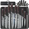 MDHAND Professional 9-Piece Knives Kitchen Set - High Carbon Stainless Steel Japanese Retro Blades, 2x Harder Steel, Ergonomic, Rustproof, Scratch Resistant, Less Hand Fatigue, 3.5in Peeler, 7in Cleaver, Damascus Laser, Roll Bag