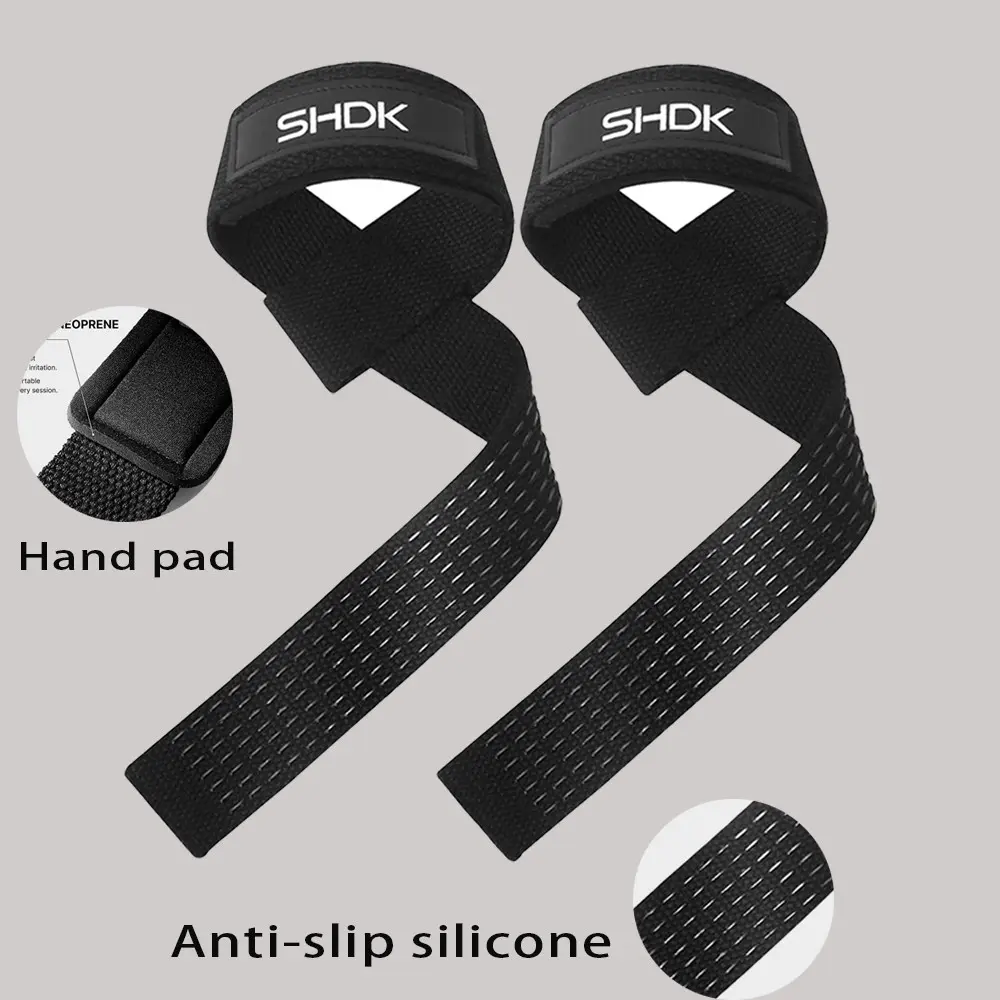 SHDK Fitness Weightlifting Bands 22 Inch (pair), Durable Cotton Straps with Silicone Grips, Unisex Gym Exercise Pull-Up Bands, Fitness Workout Accessories, Strength Training Accessory
