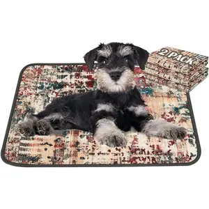 Reusable Dog Pee Pads: 4-Layer Washable Training Pads with Non-Slip Bottom, for Crates, Floors & Travel - Assorted Boho Designs