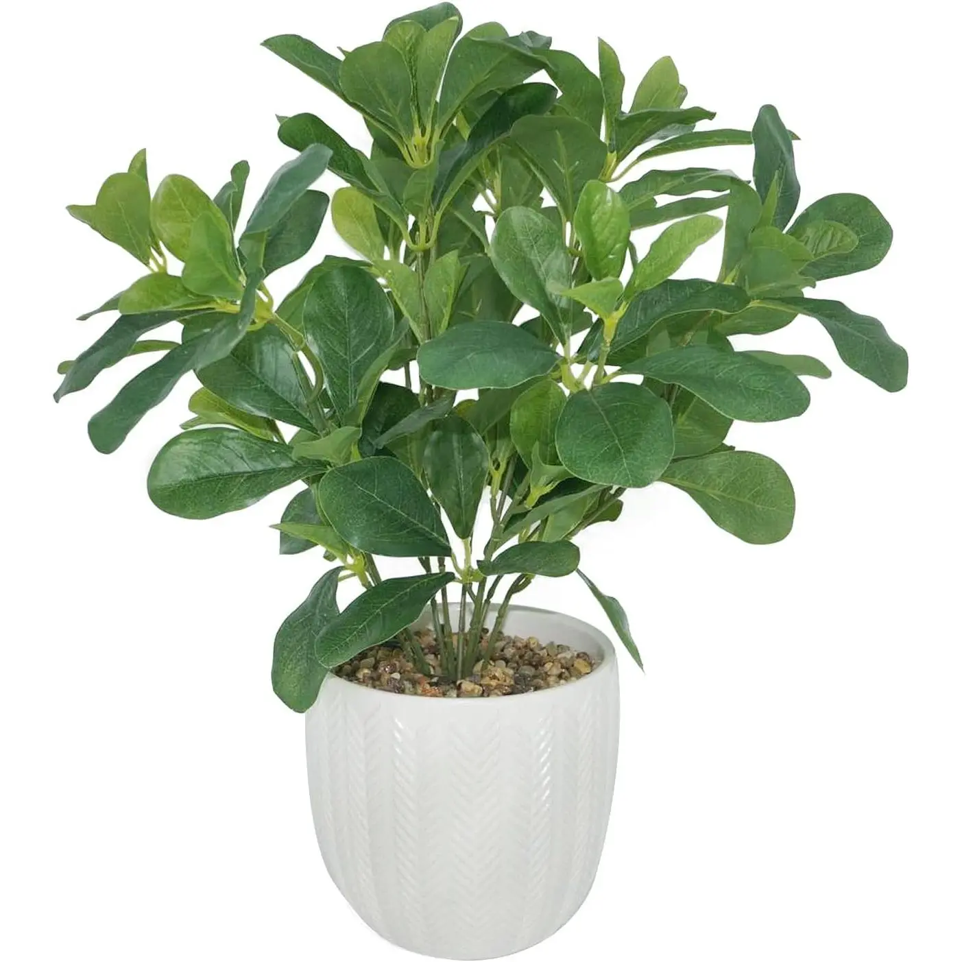 Artificial Potted  Leaves, 16.9" Artificial Shrubs  Arrangements  Eucalyptus Leaves with Vase Faux Greenery Leaf for  Garden Table Centrepieces Indoor Décor
