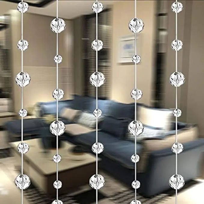 Rainbow Shine Crystal Beaded Curtains, Crystal Plastic-Stainless Steel Material, 3.3 ft Long, 5-Strand Hanging String Decor for Passage, Wedding Backdrop