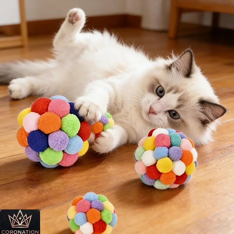 2/5 Pack Interactive Cat Ball Toys with Bells, Viral Pet Enrichment Toys for Indoor Cats & Kittens, Elastic Bouncy Teaser Balls for Active Play, Self-Play Chew Toys with Sound Stimulation, Boredom Relief Cat Accessories for Home