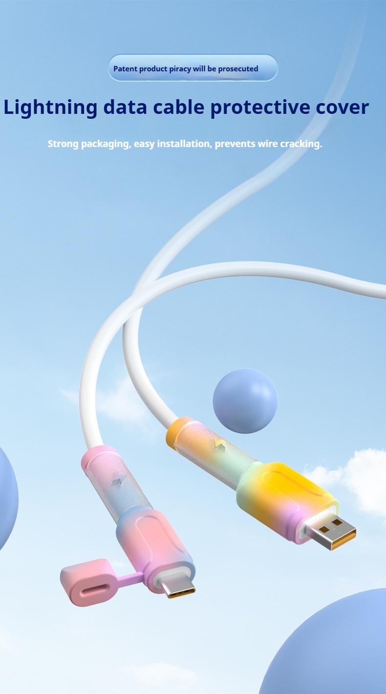 Data cable protective cover, charging cable protective cover, anti-break connector protective cover, suitable for IOS and Android phone charging cables