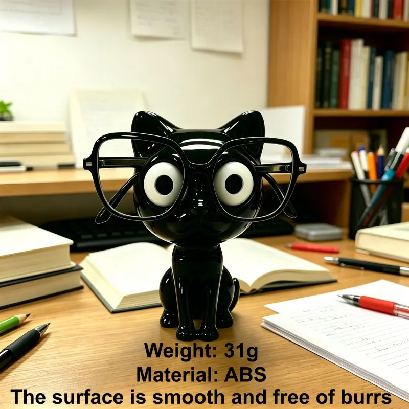 Black Cat Glasses Holder - Cute plastic desktop organizer and glasses stand, perfect for home decoration and holiday gifts, suitable for Halloween, Easter, Valentine's Day, and office supplies