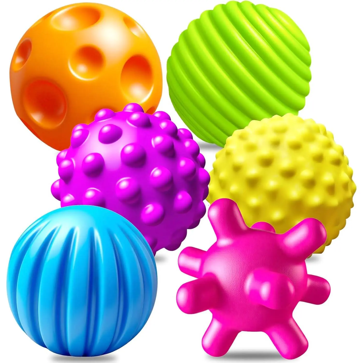 6 Pack Sensory Balls for Toddlers 1-3, Sensory Baby Toys 6-12 Months, Montessori Toys for Babies 6-12 Months Infant Squeeze Sensory Toys Soft Multi Ball Set Gifts with Bright Color Texturedfidget toys