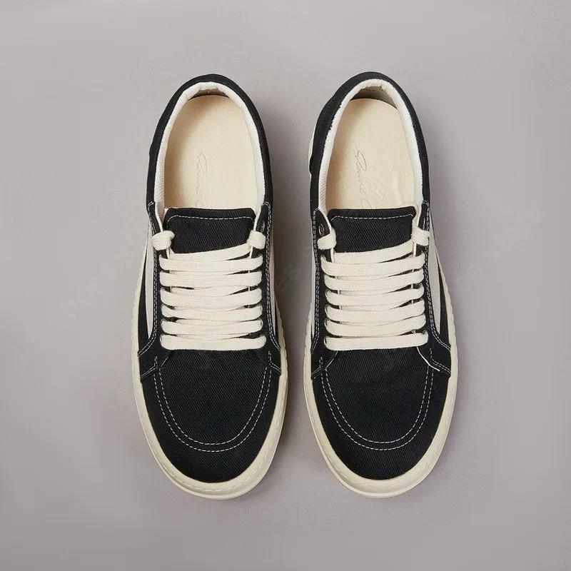 Men'S Twill Canvas Low-Top Casual Shoes, Women'S Sneakers, Owen Shoes, Men'S Lace-Up Black Canvas Shoes, Retro Flat Sneakers