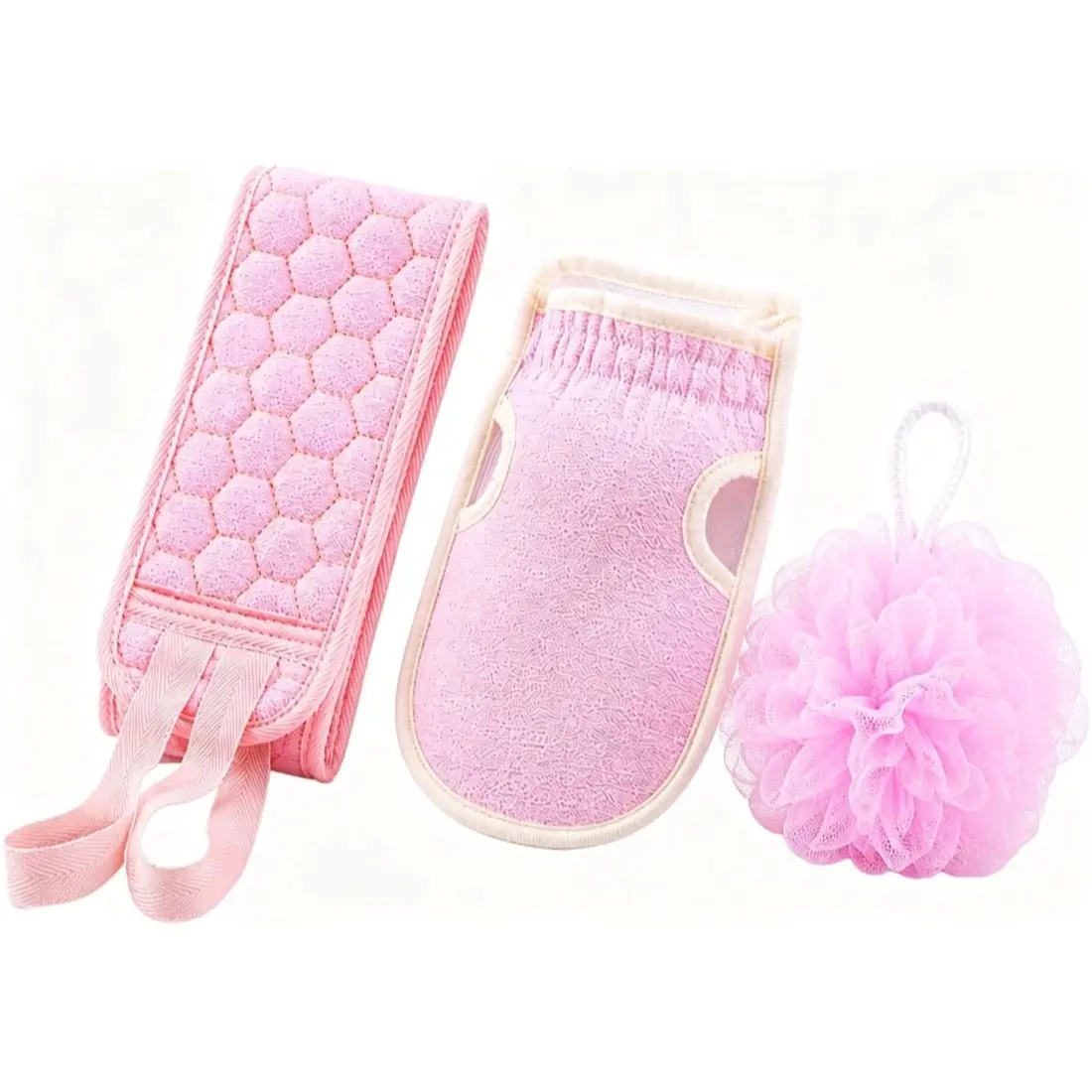 3-Piece Exfoliating Bath Sponge Set, Deep Cleaning Body Scrubber, Soft Quick-Dry Sponges for Men and Women, Dead Skin Removal