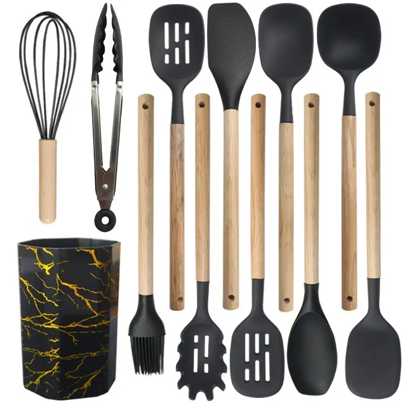 12-Piece Silicone Kitchen Utensil Set, Non-Stick Cooking Tools, Food-Grade Silicone Spoons, Ideal for Stirring & Serving