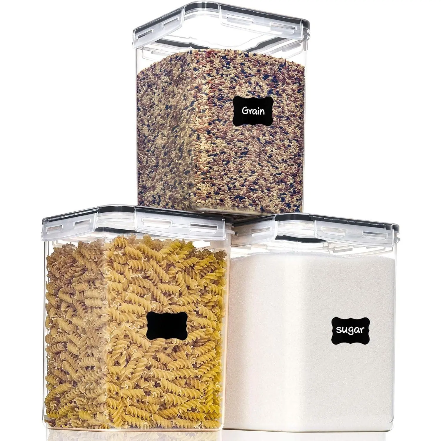 Large  Storage Containers with  Airtight 5.2L /176Oz, for Flour, Sugar, Baking , 3 count  Plastic Canisters for Kitchen Pantry Organization