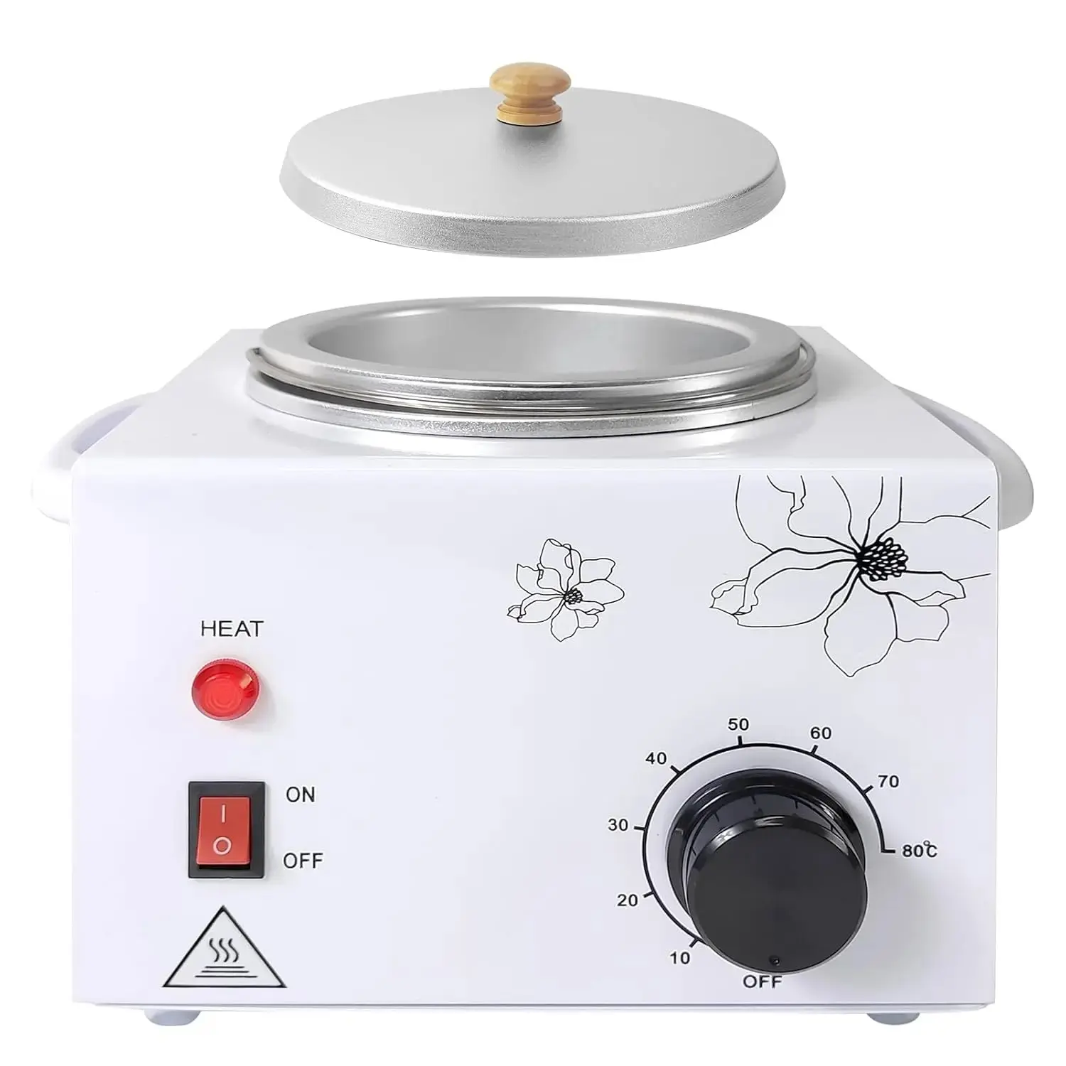 Portable Painless Hair Removal Wax Warmer Machine, Professional Adjustable Temperature Wax Heater for Women & Men, 20pcs Wax Sticks Included (White Single Pot)