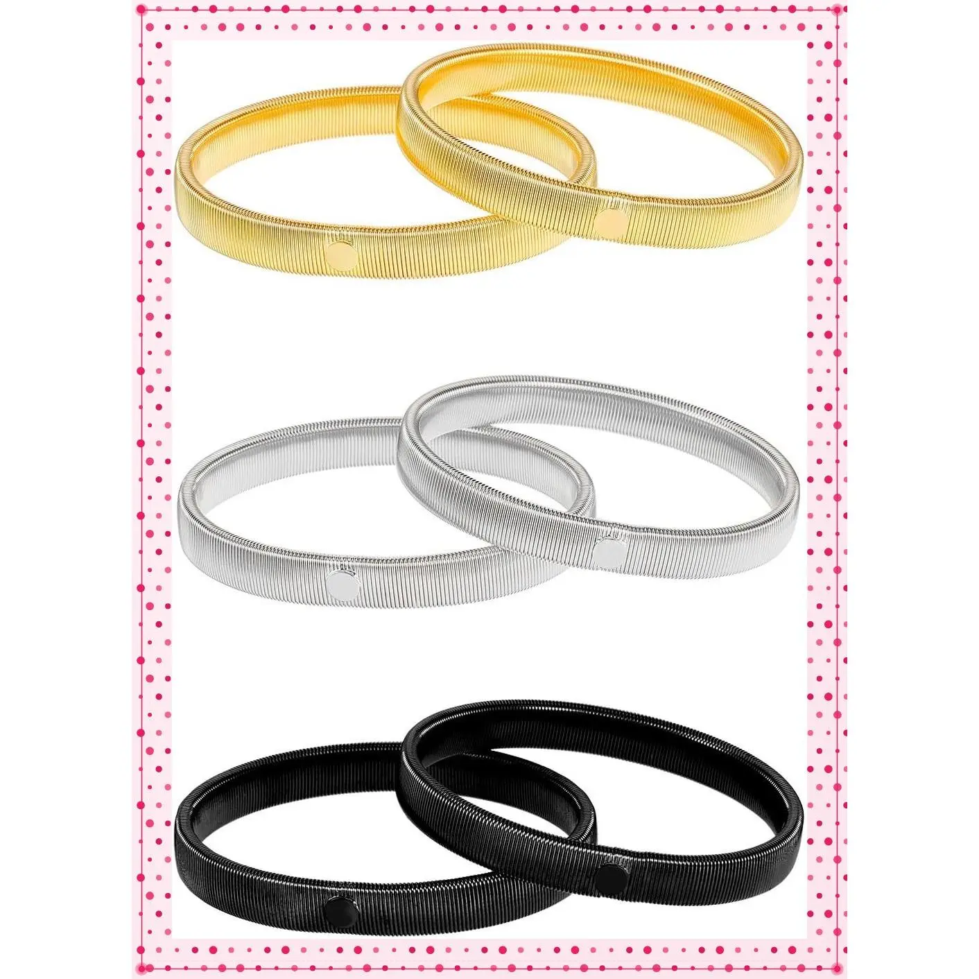 3 Pairs Anti-Slip Shirt Sleeve Garters Stretch Metal Armbands for Men WomenGift
