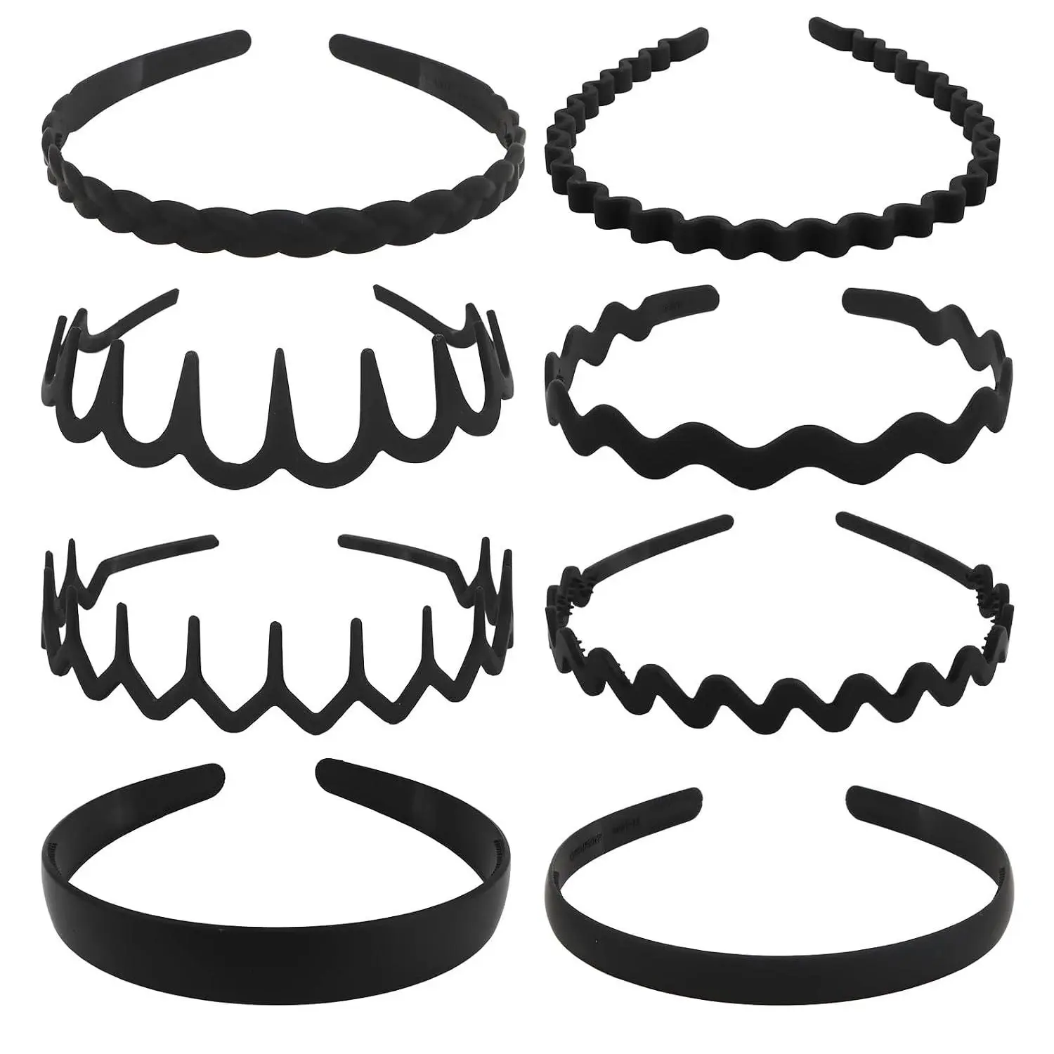 Black ziazag Headbands for Women Men  Plastic Wavy Headband With   Bands for Women's Hair Non Slip 90S Fashion Accessories