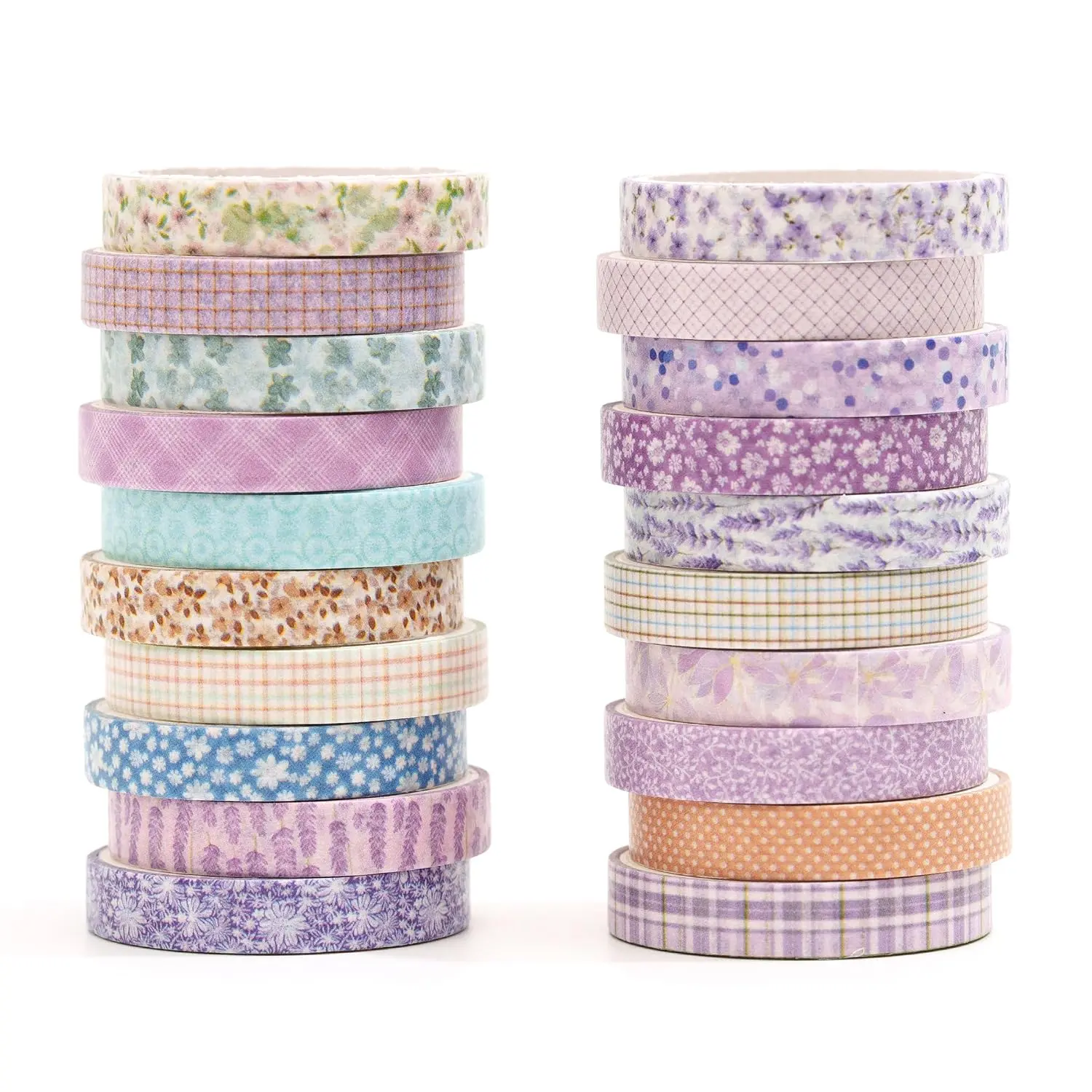 20 Rolls   Washi Tape Set Skinny Adhesive Tapes Cute Floral  Decorative Masking Tape Sets for Craft, , Scrapbook, DIY,  Wrapping (Lavender)
