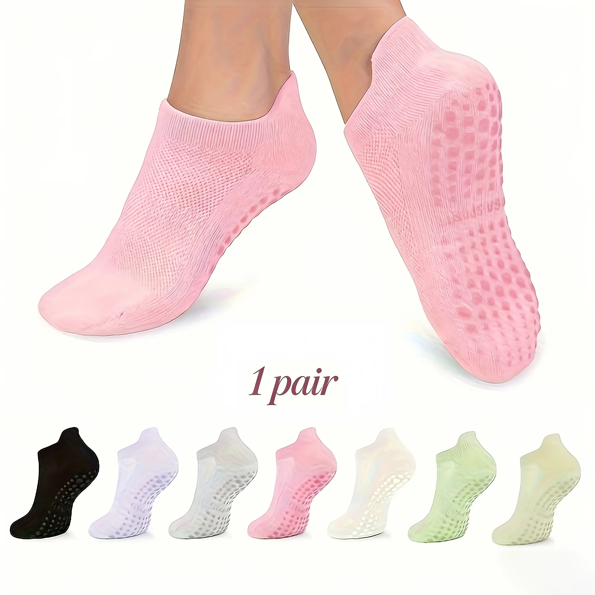 1 Pair Pilates Socks Yoga Grip Socks Women Men - Workout Socks with Breathable Comfort, Anti-Design Yoga, Barre, Hospital Floors & Barefoot Training Multi-Scene Fitness Socks, Ideal Gift