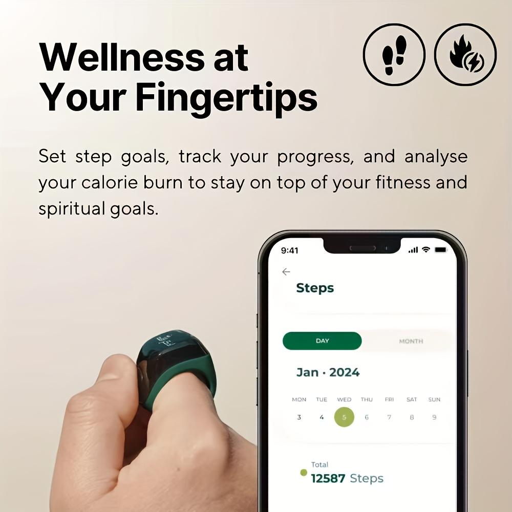 Newly Upgraded High-end Counting Ring, Sports Ring, Tasbih, ZIKR, Three Adjustable Sizes, Includes Charging Case, Longer-lasting and Convenient Battery Life, Suitable for All Seasons, Ideal for Prayer Counting, Sports Step Tracking, Etc