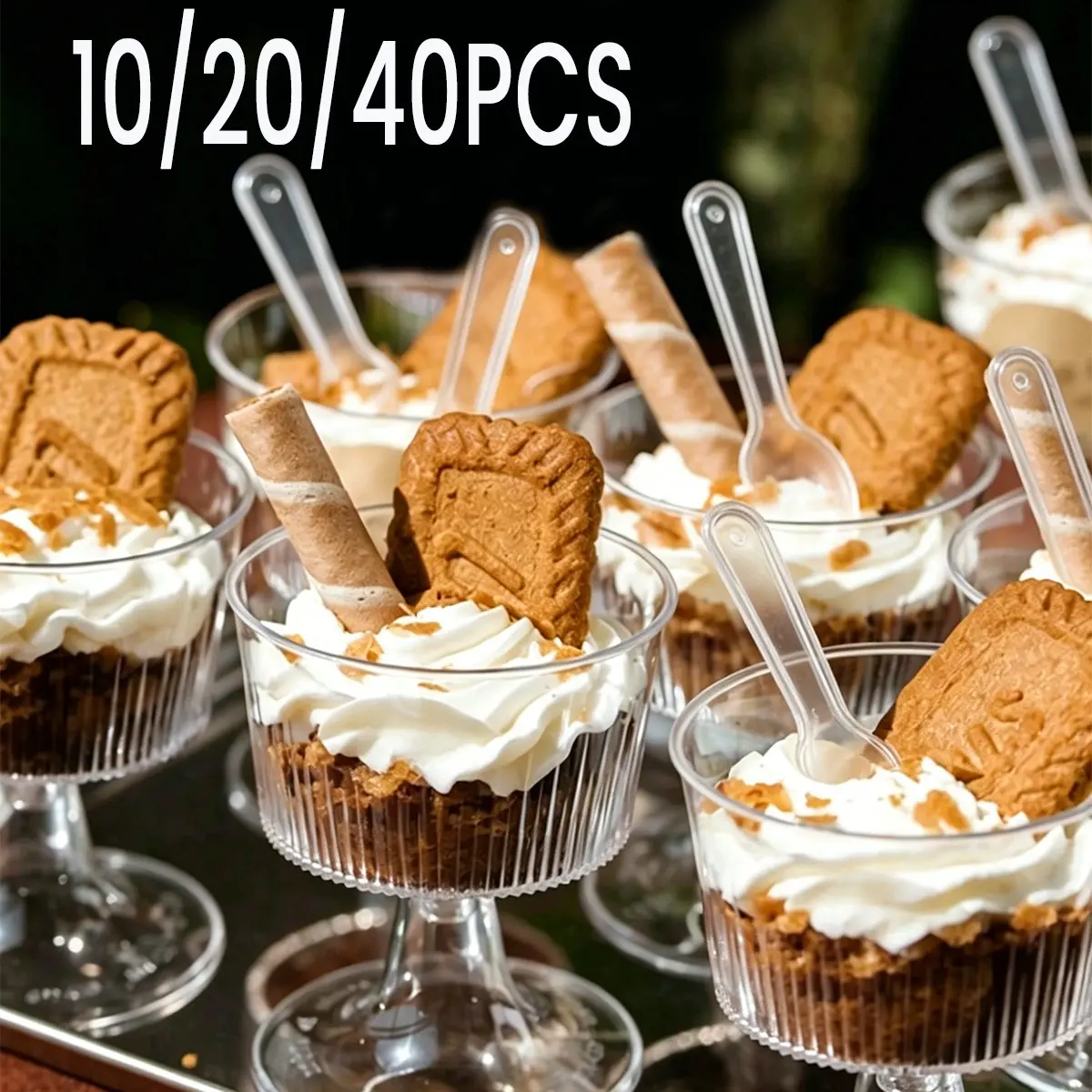 10/20/40pcs Reusable Plastic Dessert Cups, Mini Sweet Treat Bowls for Parties, Birthdays, Weddings, Ice Cream, Pudding, Cake Decorations