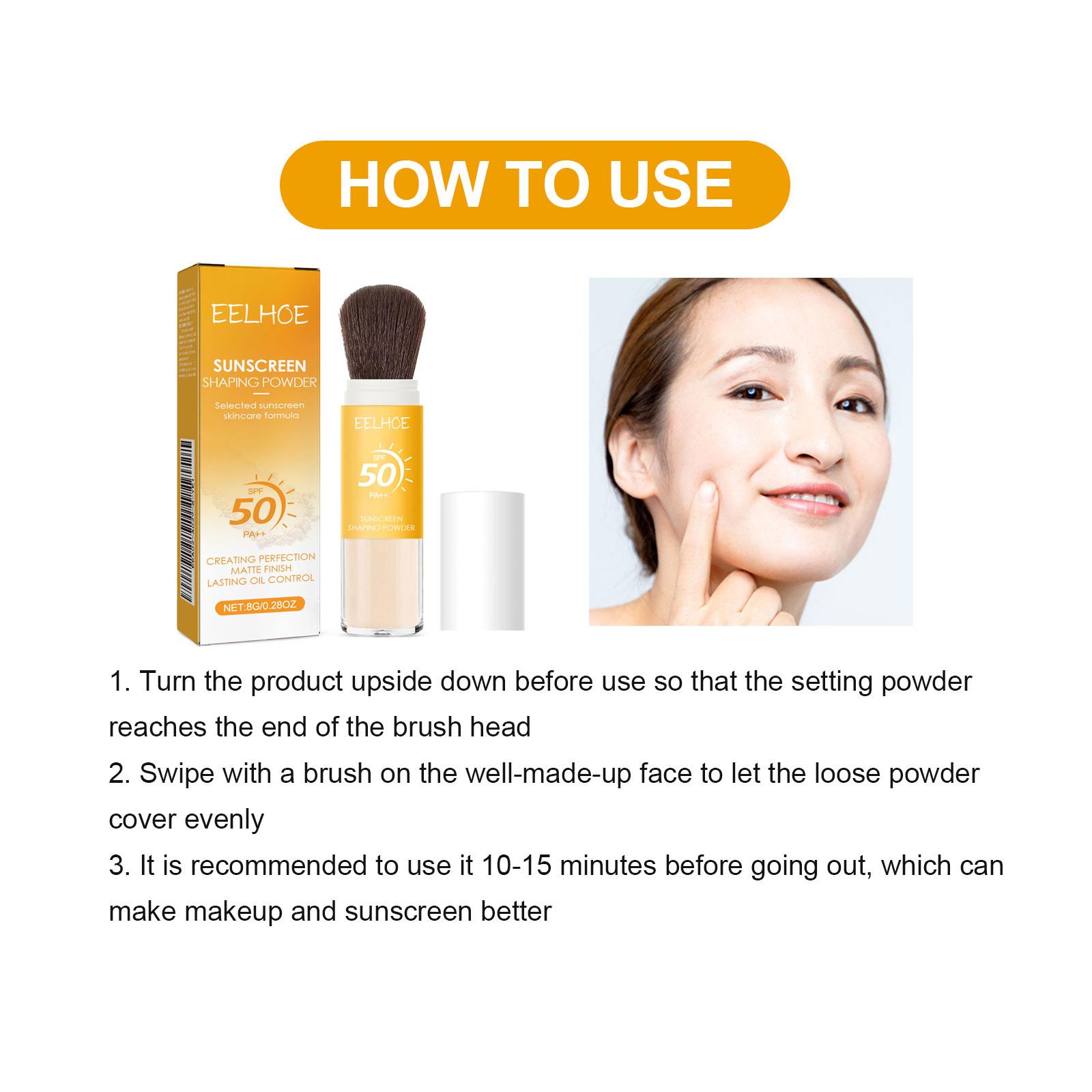 3-Pack Blurred Matte Powder with Brush - Brush-On SPF50+ PA++ Sunscreen, Natural Lightweight Breathable Gentle Waterproof, Long-Lasting Oil Control No-Transfer Titanium Concealer, Moisturizing Flawless for Daily Makeup Setting, Waterproof Powder