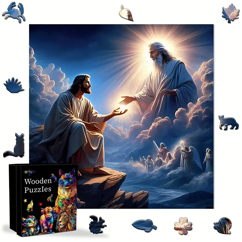 Holy Light Wooden Jigsaw Puzzle, Family Interactive Toy, Irregular Animal Design, Adult Gift, Halloween & Christmas Presents, Wooden Puzzles