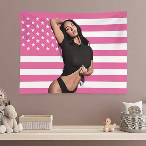 Megan'S Sexy Tapestry Flag for Wall Decoration, Featuring a Girl And a Fox, Perfect for Dorms, Living Rooms, And Bedrooms.