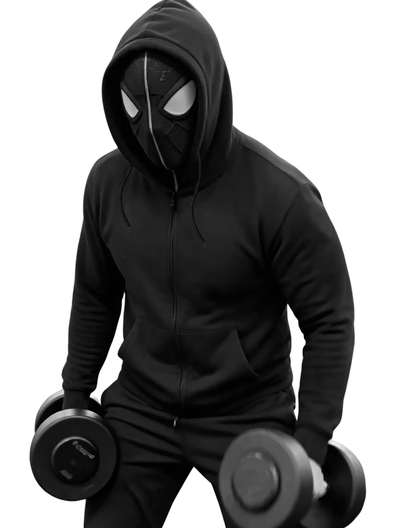 Men's Basic Plain Zipper Hooded Sweatshirt, Loose Fit Drop Shoulder, Dual Pockets, Drawstring Hood, Fall & Winter Casual Outerwear