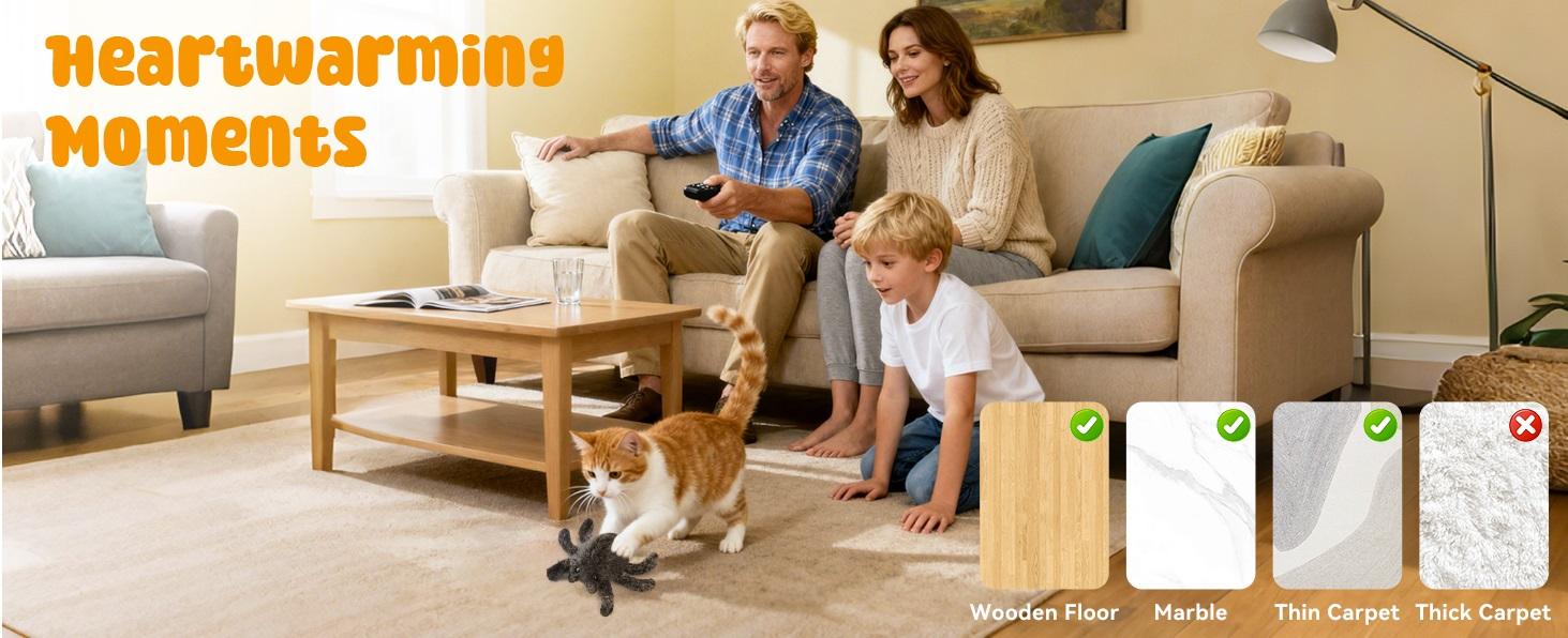 Horror Spider Moving Interactive Remote Control Cat Toy for Indoor Cats, Easter& Halloween Fun