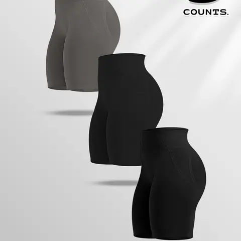 Women's Solid Ribbed High Waist Shorts, Casual Comfy Breathable Skinny Shorts for Yoga Gym Workout, Ladies Bottoms for All Seasons