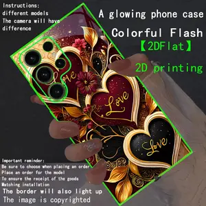 New LED Phone Case Casing with Glowing Luminous Border, Compatible with Galaxy S26 Ultra to A15 5g, Fashionable Protective Cover, Unique Design, Daily Use