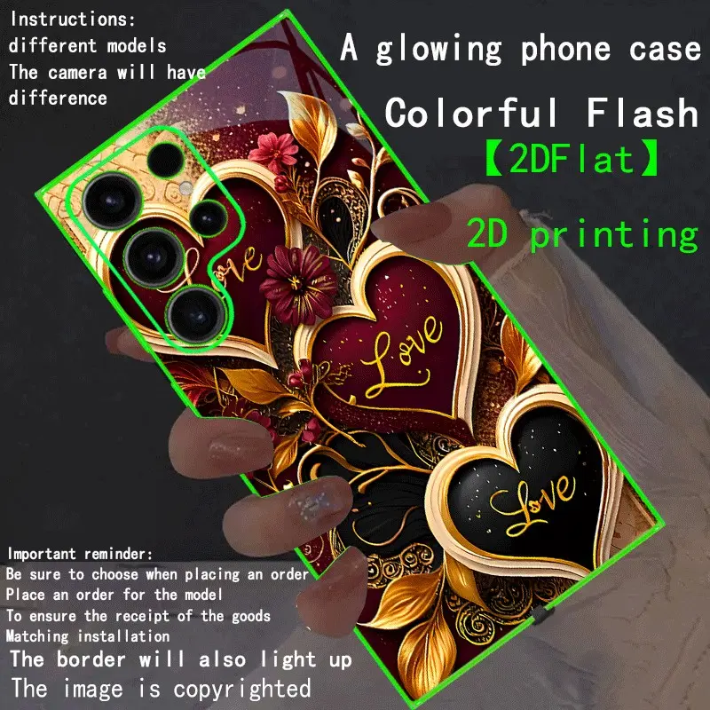 New LED Phone Case Casing with Glowing Luminous Border, Compatible with Galaxy S26 Ultra to A15 5g, Fashionable Protective Cover, Unique Design, Daily Use, Protector