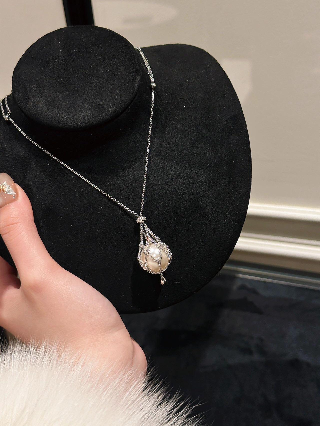 Best-selling net bag pearl necklace, crystal necklace, adjustable necklace