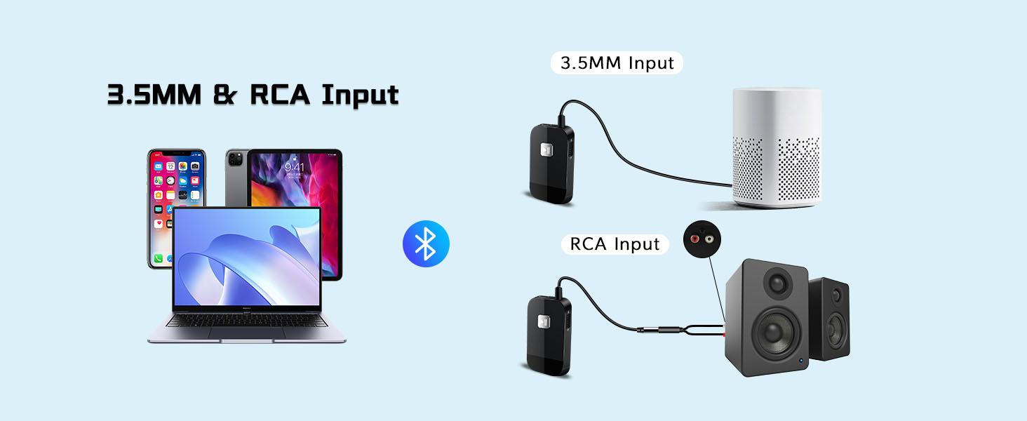 Advanced Bluetooth 5.4 Receiver for Home Stereo, Wireless Audio Adapter for Wired Speaker Car Stereo Music Streaming with 3.5mm RCA Jack, 20 Hours Playtime, Easy to Slide ON/Off, Multi-Point