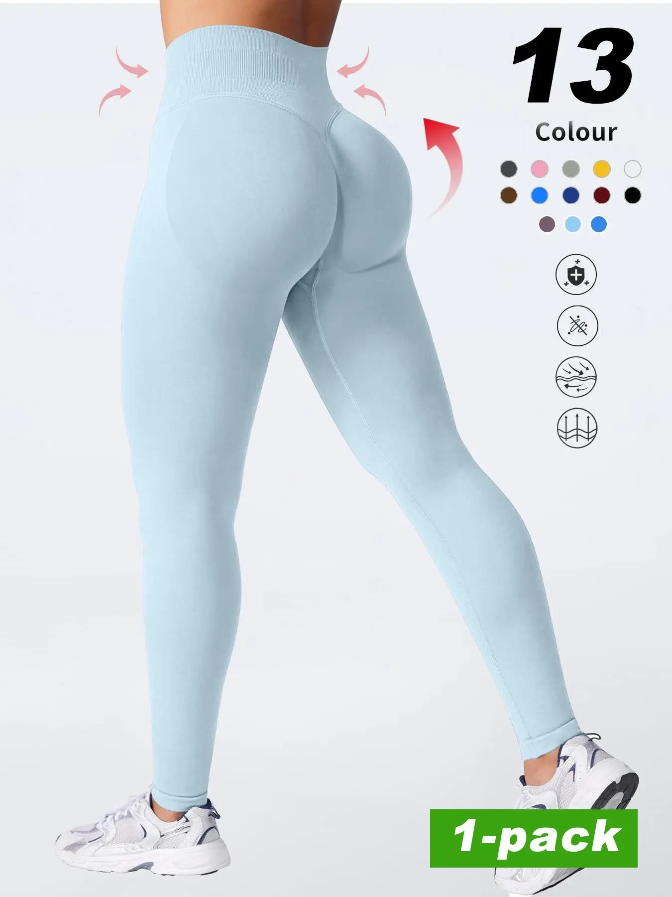 Single & 3‑Pack Women Fall Sports Leggings, High‑Waist Seamless Butt Lifting, Tummy Control Soft Stretch Yoga Bottoms for Gym, Daily & Street Wear. Light‑colored items may be slightly see‑through, wash only in cold water.