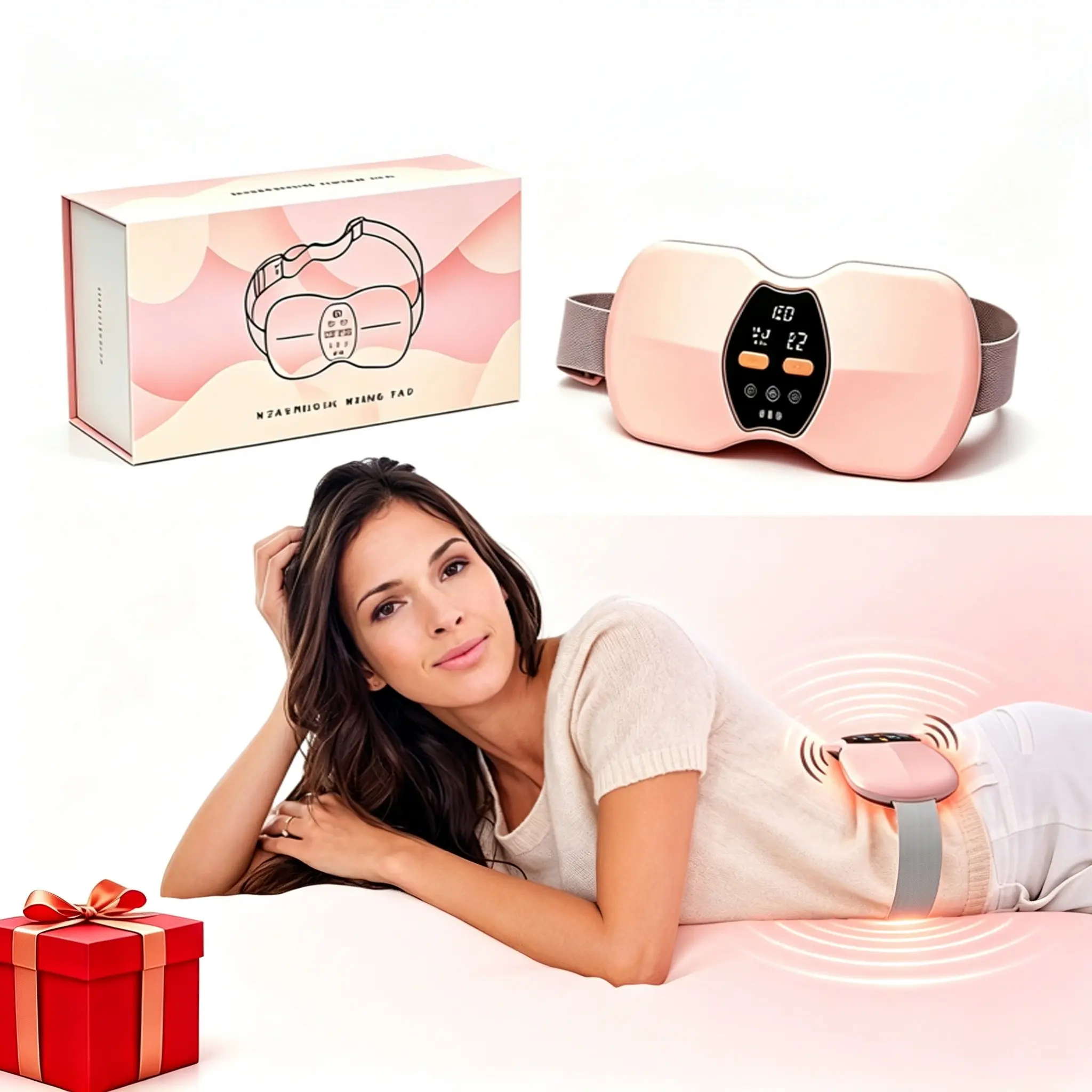 Wireless Recharge Menstrual Heating Vibration Belt, Portable Safe Warm Wrap, Ideal Self Care Gift for Women,
