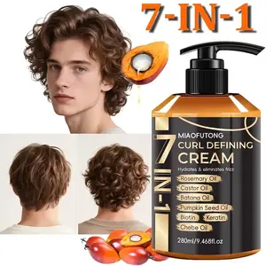 Curl Cream. Enriched with Multiple Hair Care Ingredients, This 7-in-1 Hair Oil Contains Rosemary Oil, Castor Oil, Bataana Oil, Pumpkin Seed Oil, Biotin, Keratin, and Chebe Seed Oil. It Deeply Moisturizes Hair, Adds Shine, Frizz Free Styling