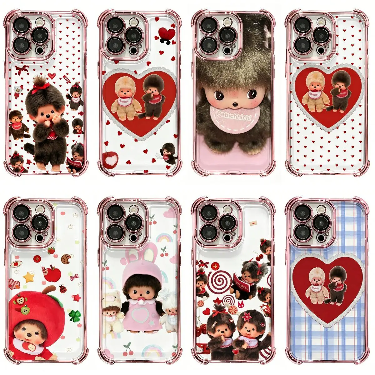 Hot Cute Pink Monchhichis New Phone Case For iPhone 17 Promax 17E 16 15 14 13 12 11 Pro Max 17Air Plus Anti-Fall Transparent tpu smartphone shockproof protection Soft silicone   Protective  Back Cover
