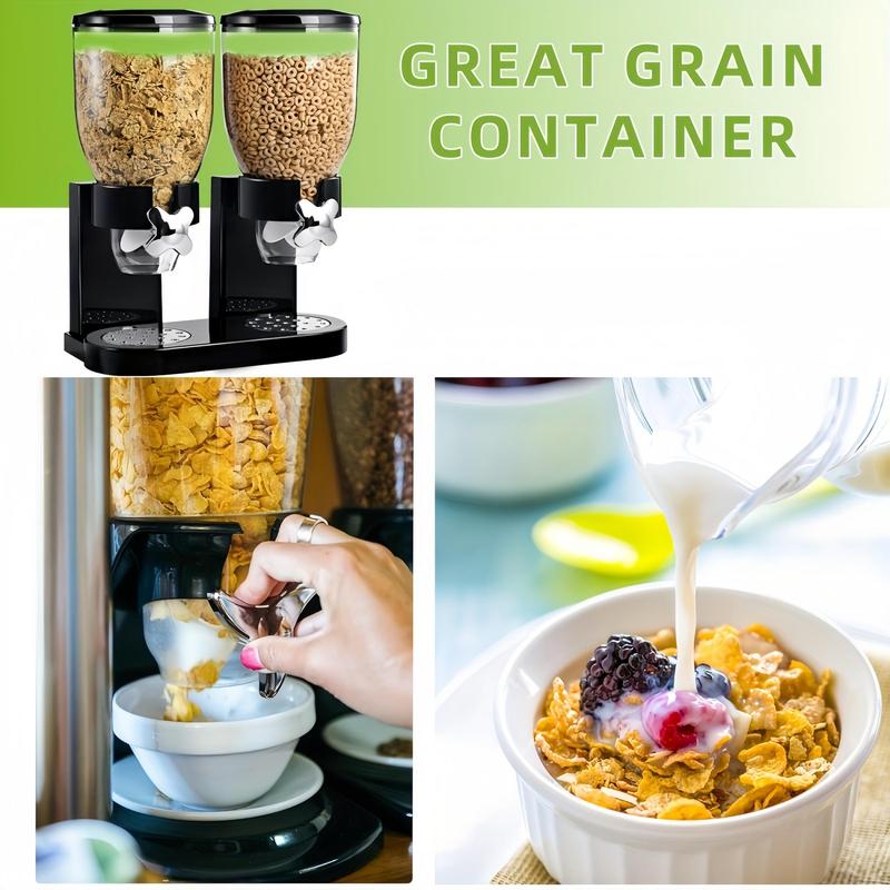 Dry Food Dispenser, 1 Count Single Or Dual Bin Dispenser, Large Capacity Cereal Dispenser for Candy, Nuts, Rice, Granola, Cereal, Grain Dispenser