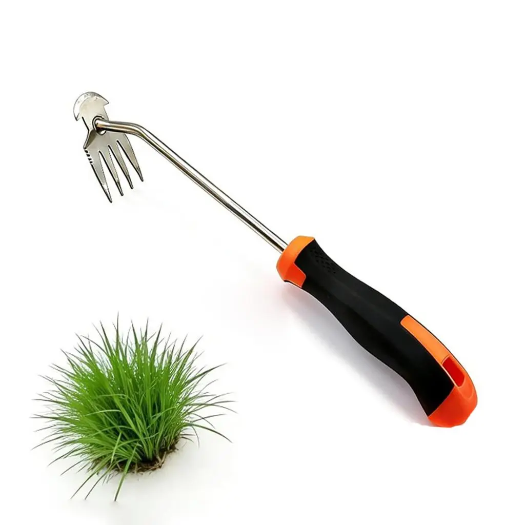 4-Tine Weeding Tool, Stainless Steel Garden Weeder with Sharp Tines for Root Removal & Lawn Care